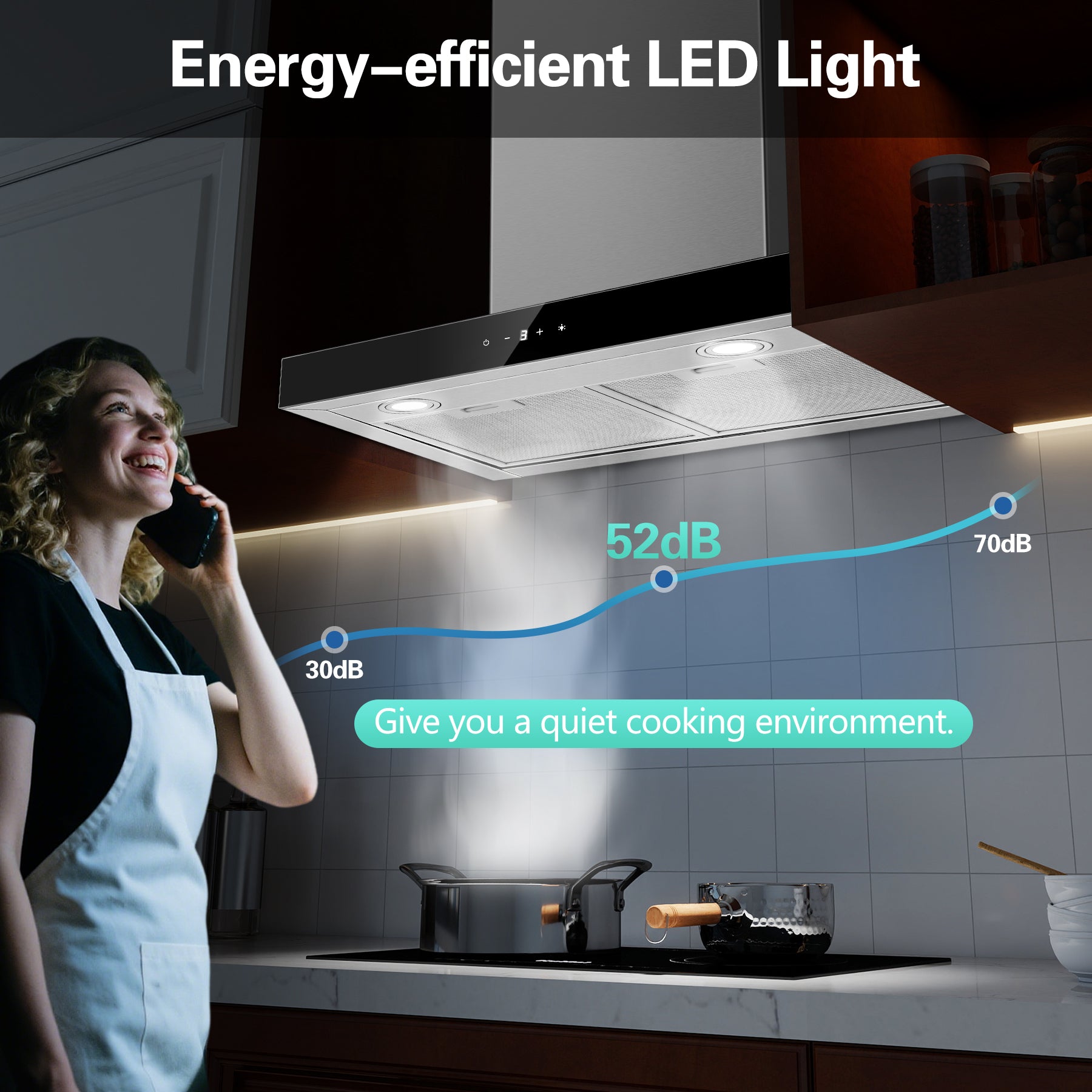 UKTTAB6- Cooker Hood 450m³/h 60 cm Kitchen Extractor Fan Energy Class A+++