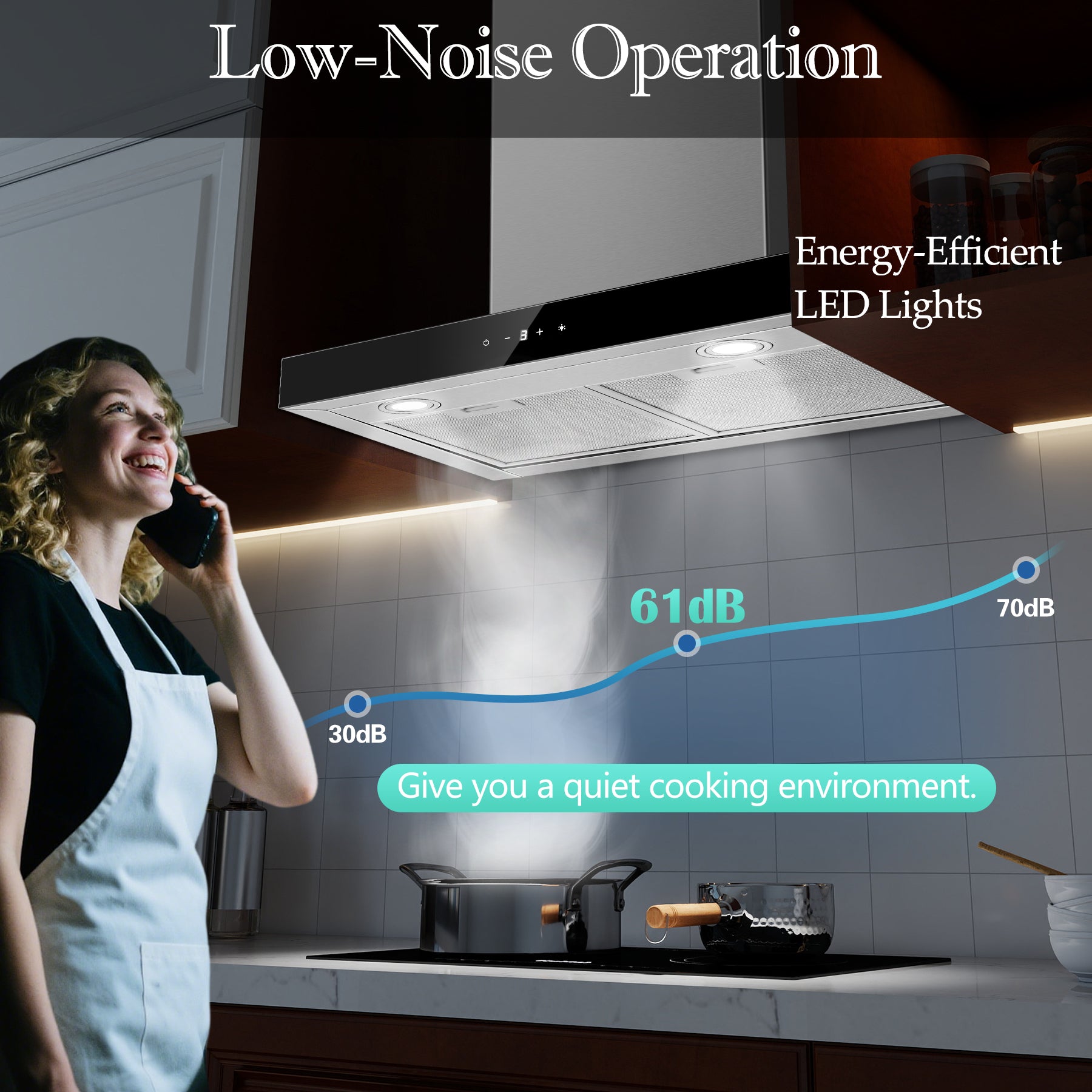 UKTTAB6- Cooker Hood 450m³/h 60 cm Kitchen Extractor Fan Energy Class A+++