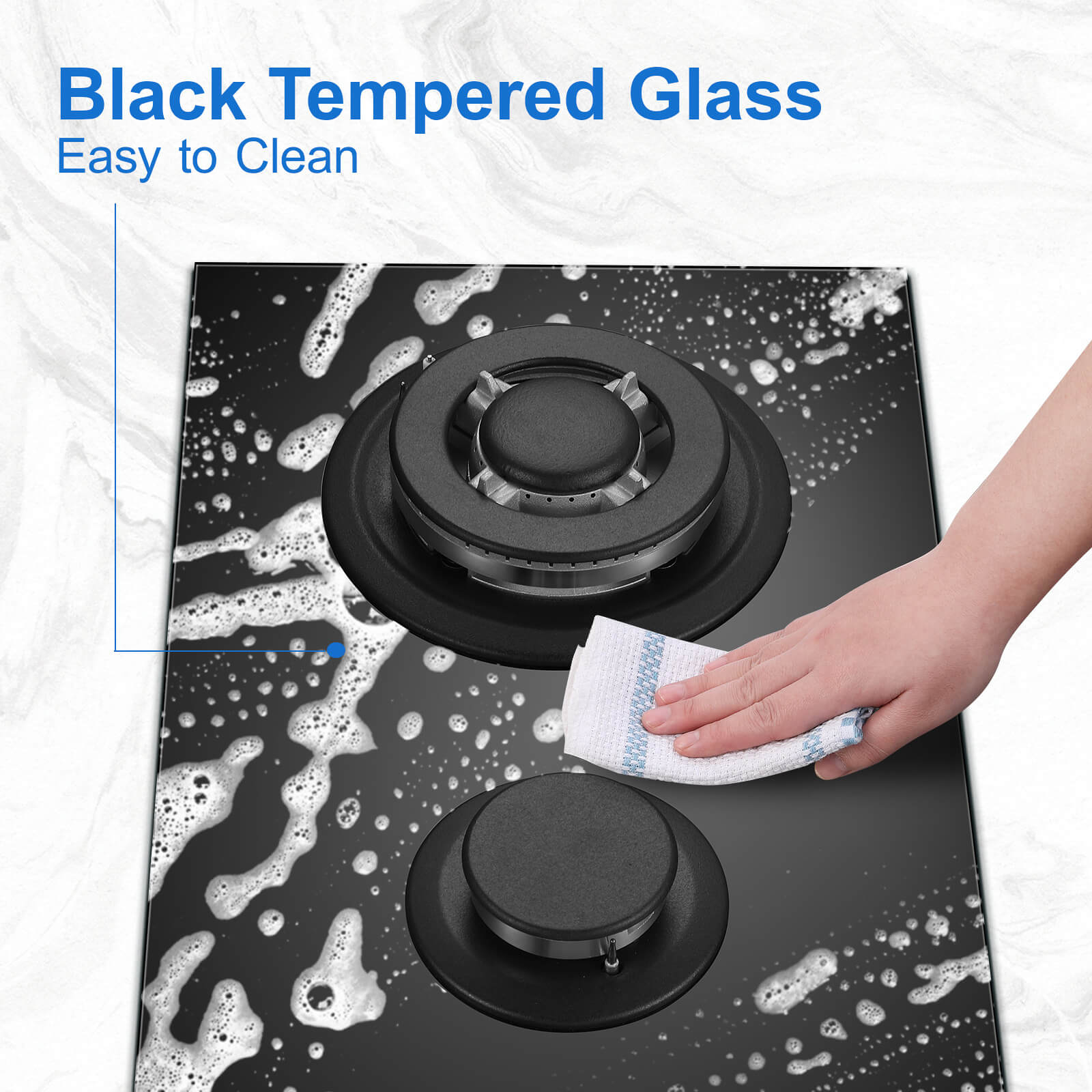 Topstrong built-in gas hob tempered glass surface for easy cleaning