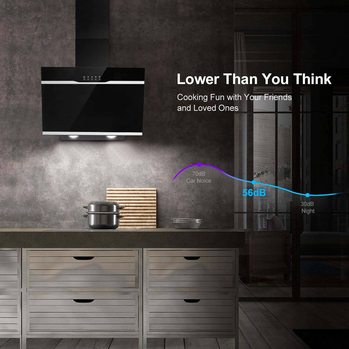 Topstrong wall-mounted cooker hood maximum noise 56db
