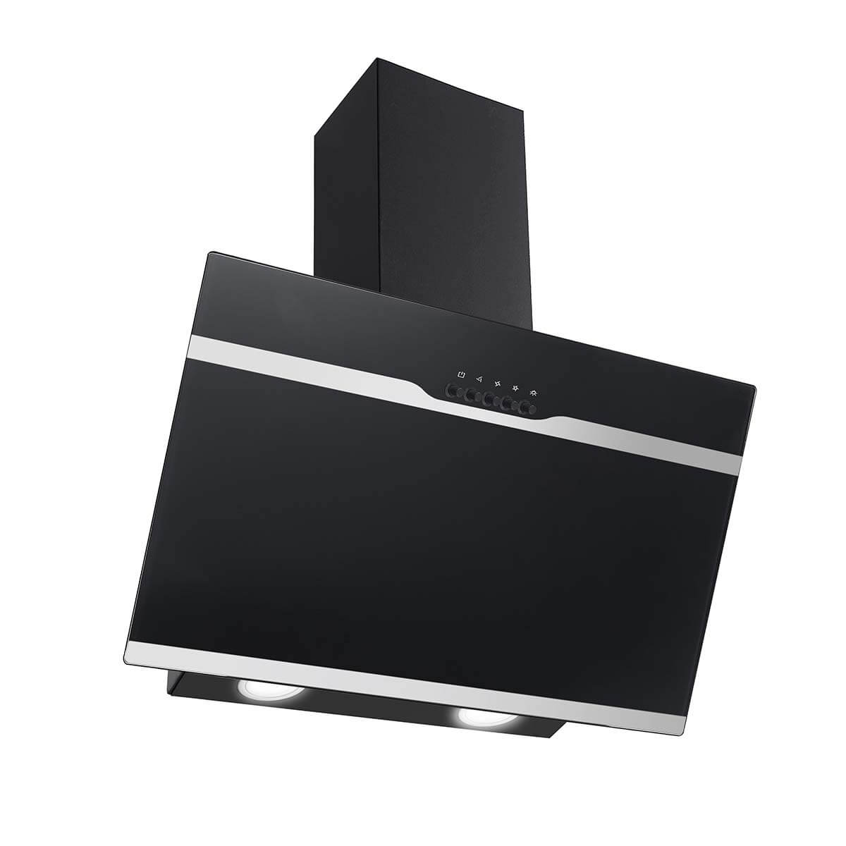 Topstrong black tempered glass wall mounted cooker hood with 2 led lights