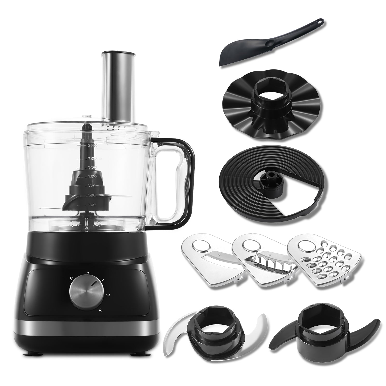 TopStrong food processor 6-in-1 and Blender Multifunctional for Chopping, 2L Mixing Bowl, Black- UKGTFP421