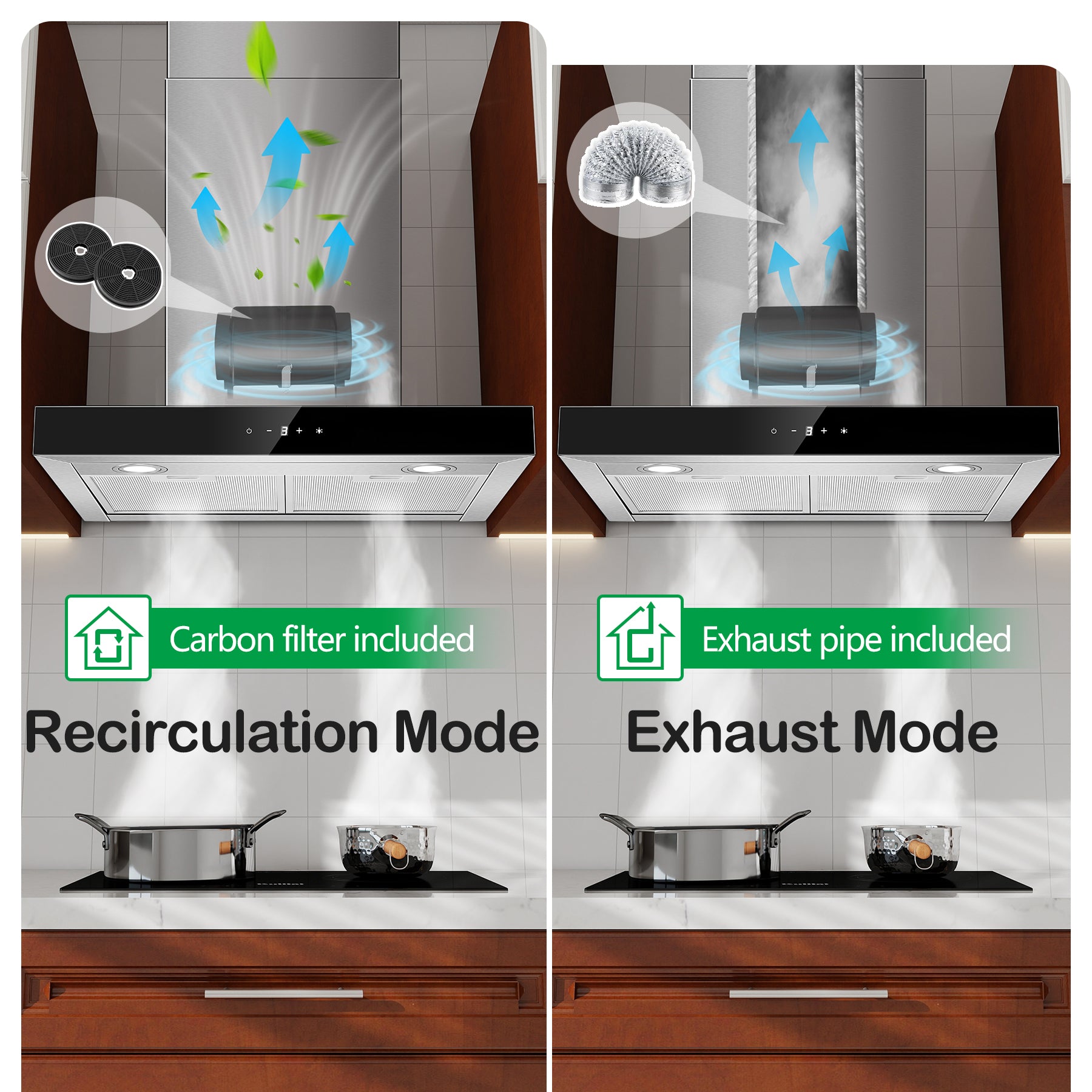 UKTTAB6- Cooker Hood 450m³/h 60 cm Kitchen Extractor Fan Energy Class A+++