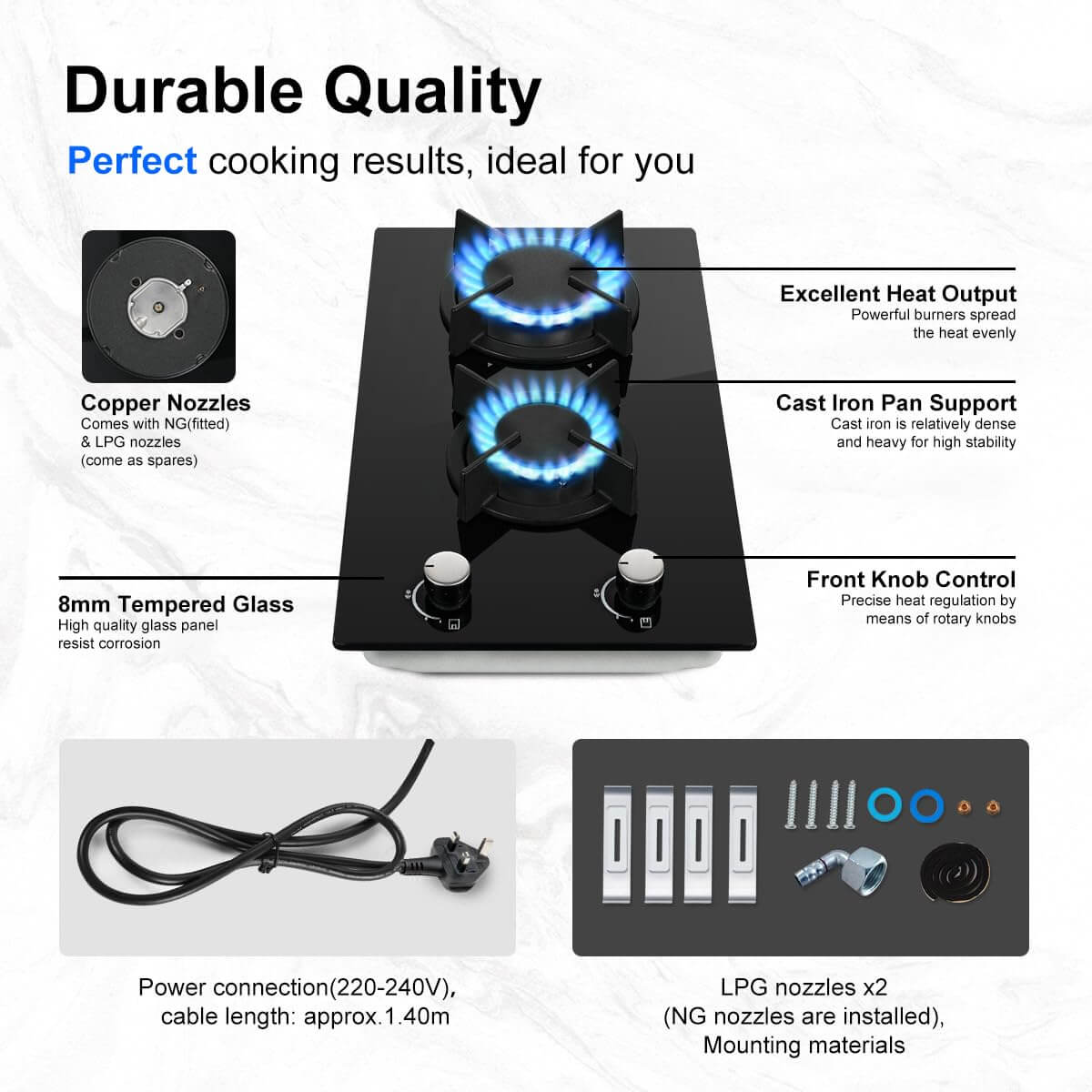 topstrong 30 cm built in gas hob black glass gas cooktop YYUKGCT-B02