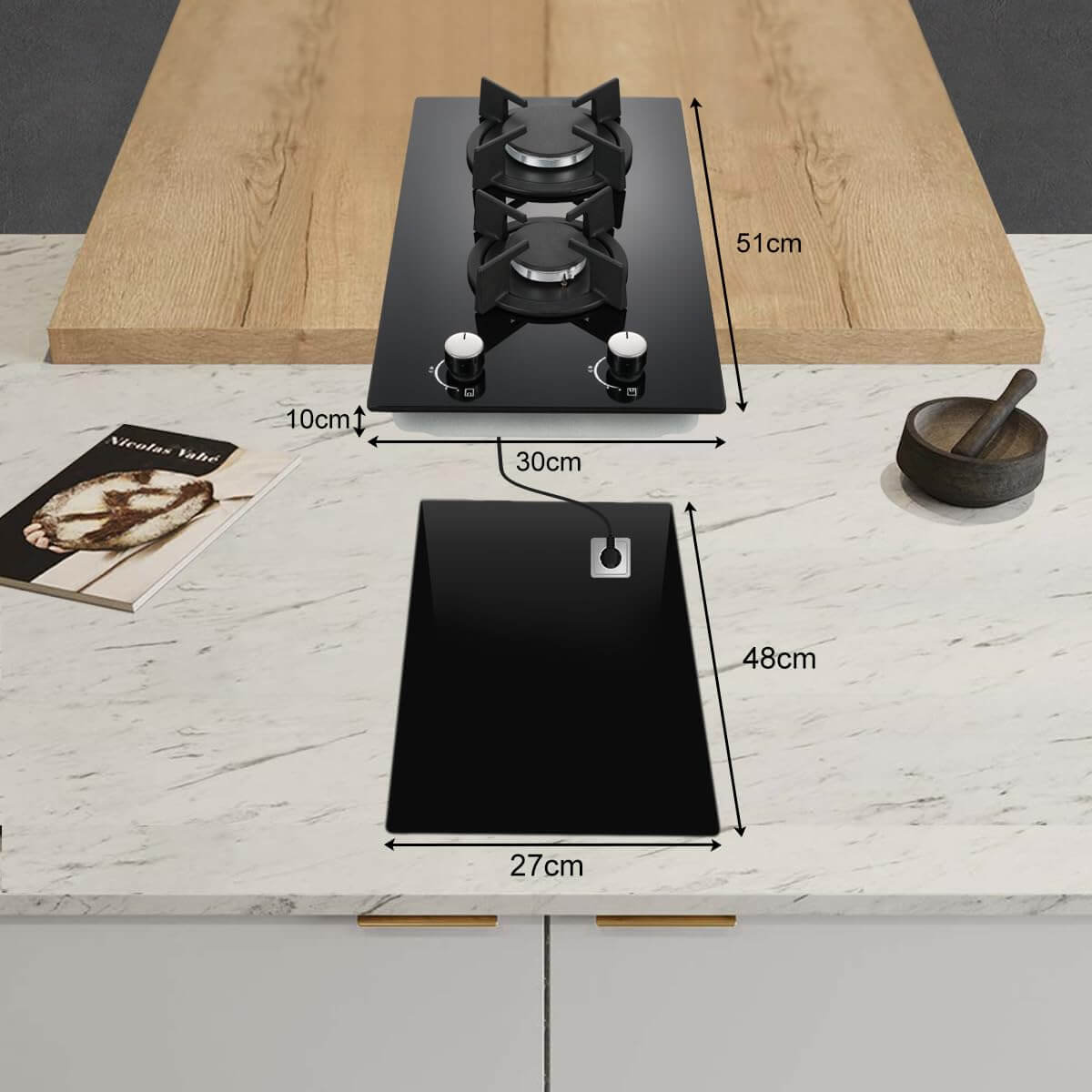 topstrong 30 cm built in gas hob black glass gas cooktop YYUKGCT-B02