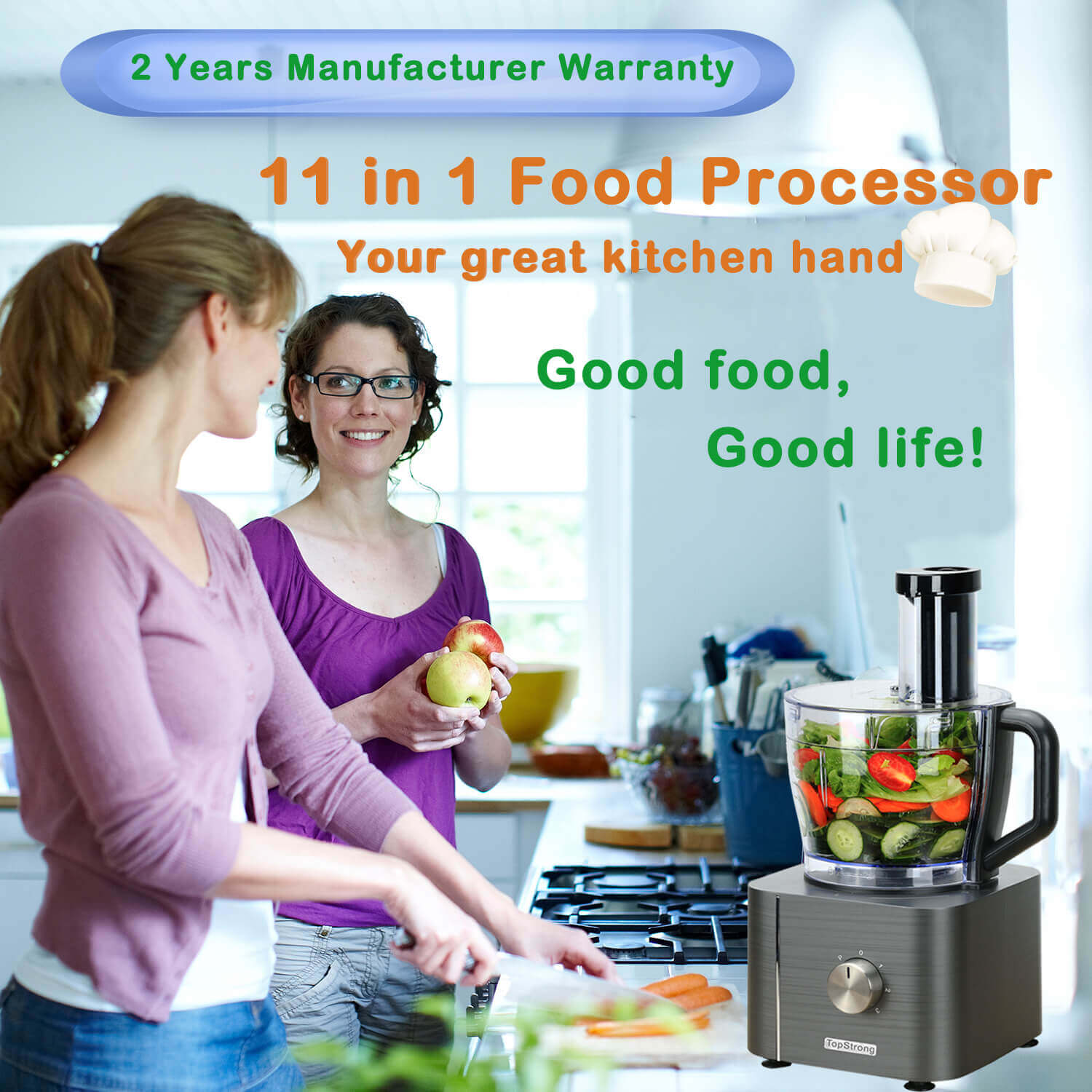 Topstrong multi-function food processor two-year warranty