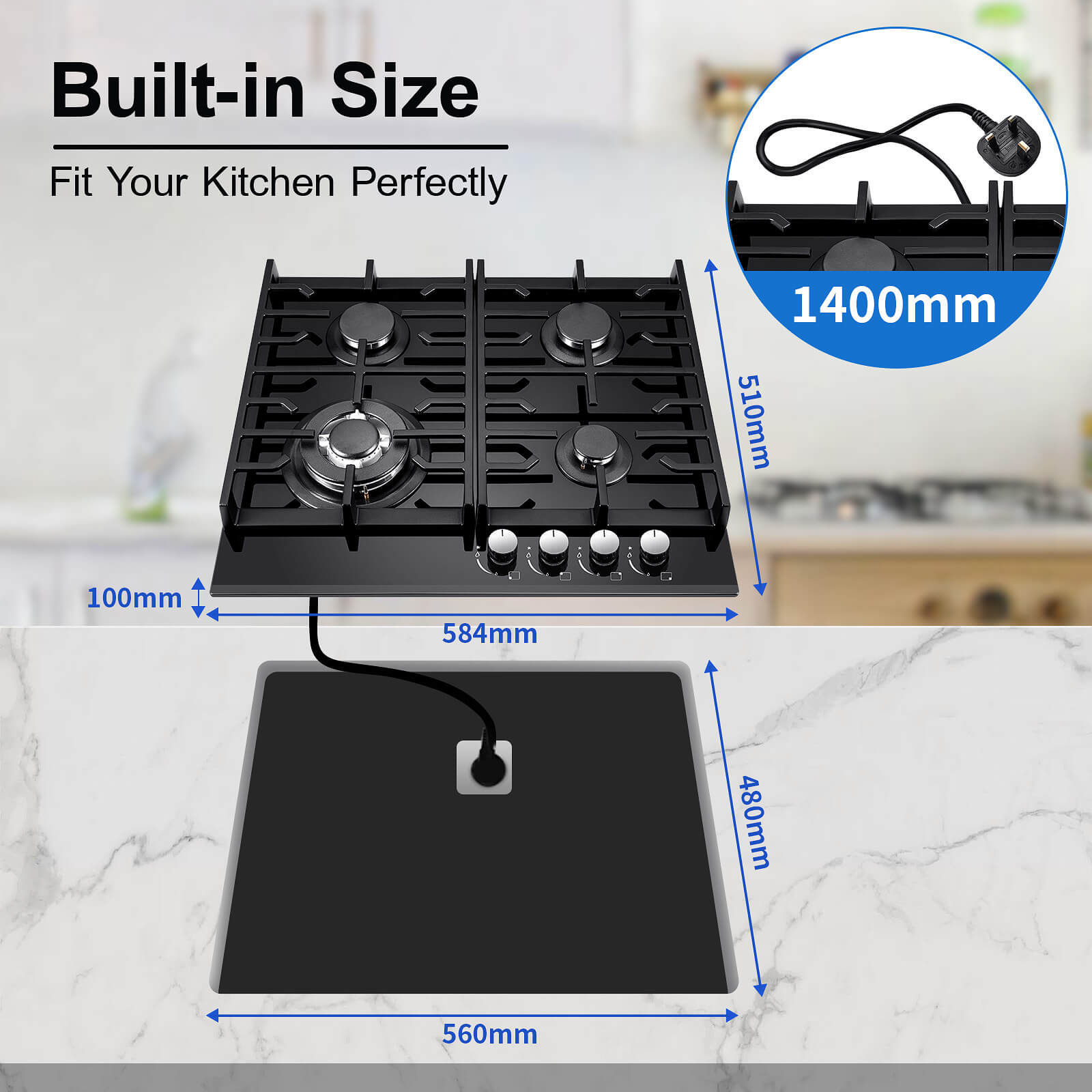 Topstrong 60cm gas hob built-in installation dimensions