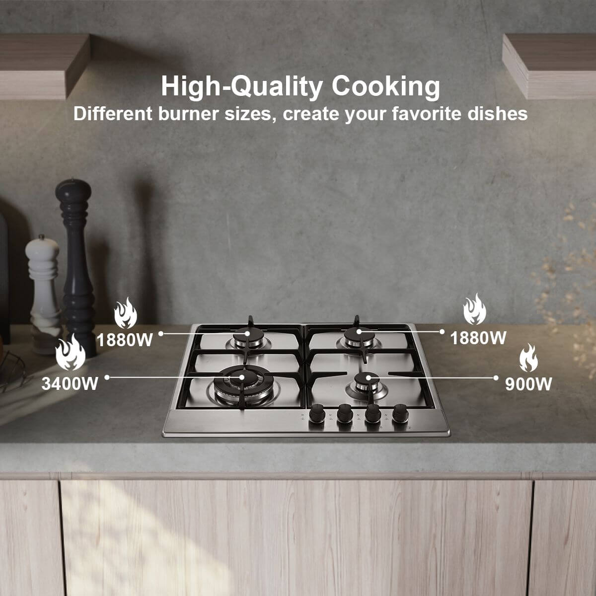 Topstrong gas cooktop NG/LPG convertible knob control with child lock