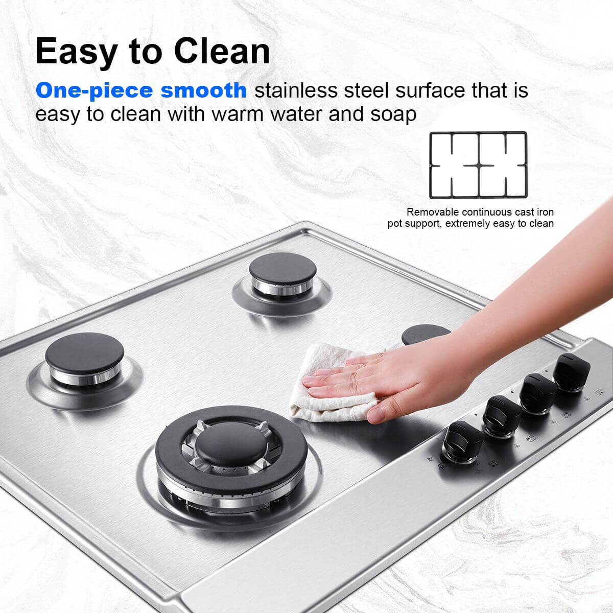 Topstrong stainless steel gas hob with strong corrosion resistance