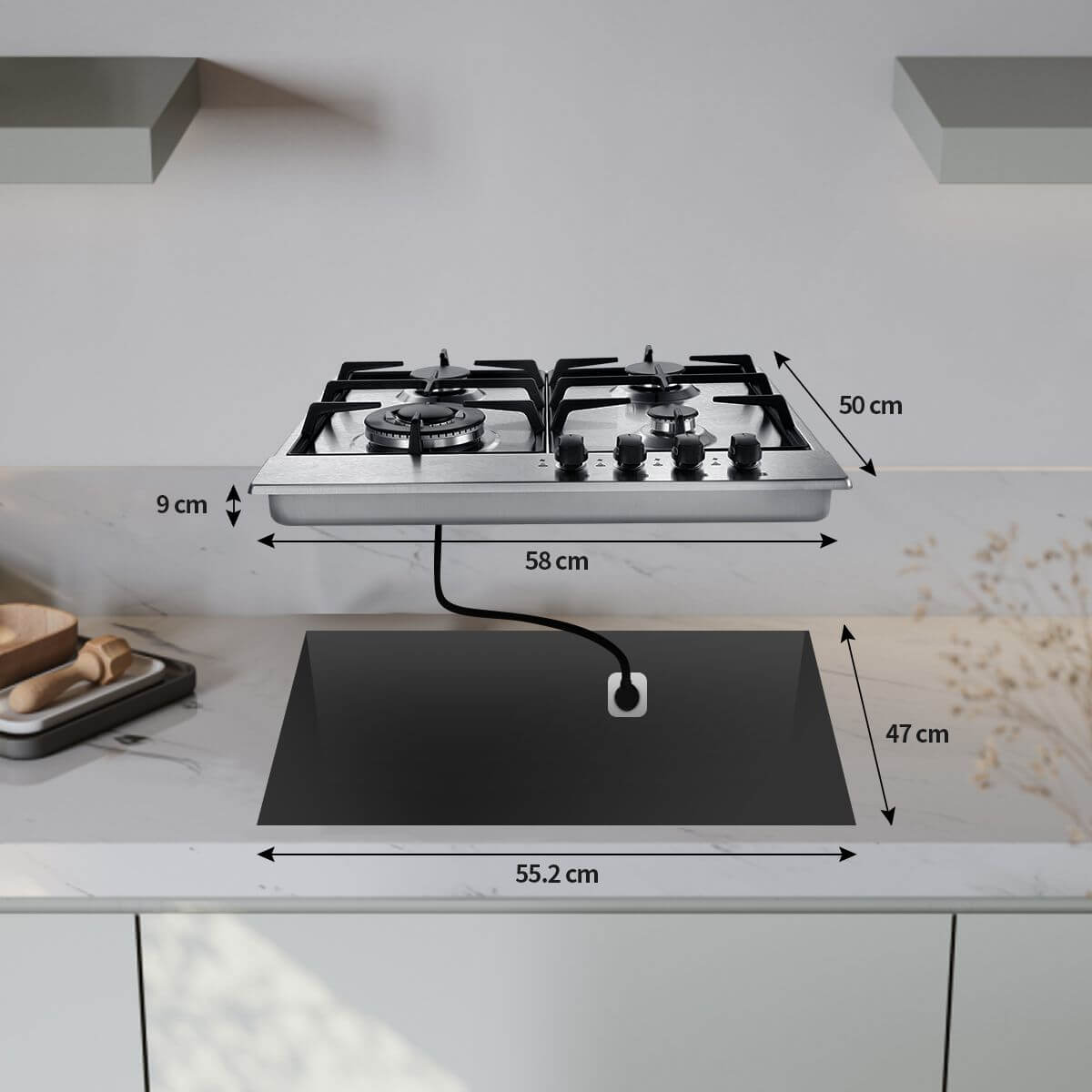 Topstrong 60cm gas hob built-in installation dimensions