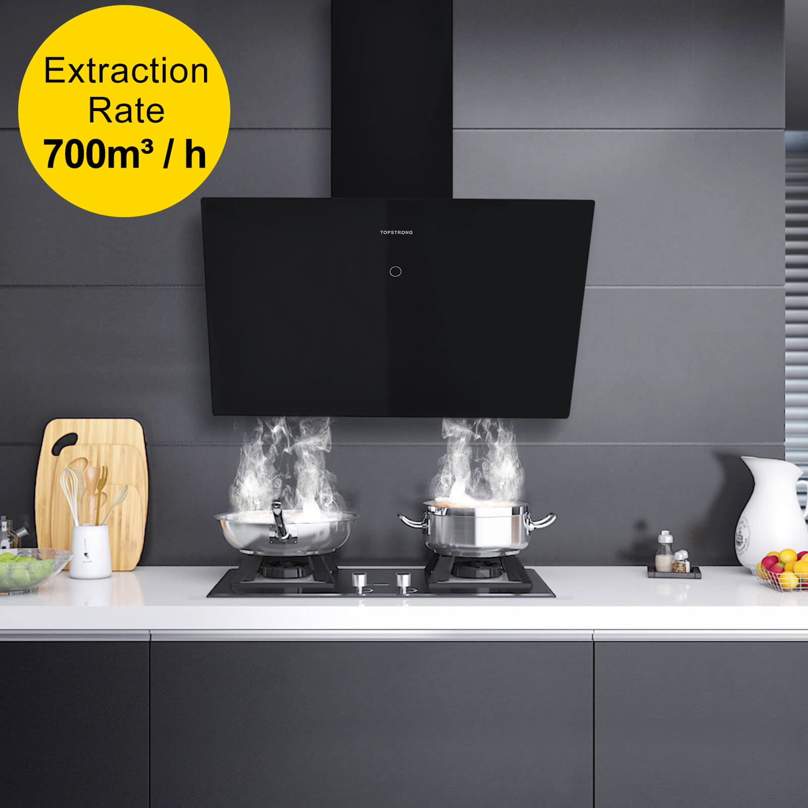 Topstrong wall-mounted cooker hood with extendable chimney