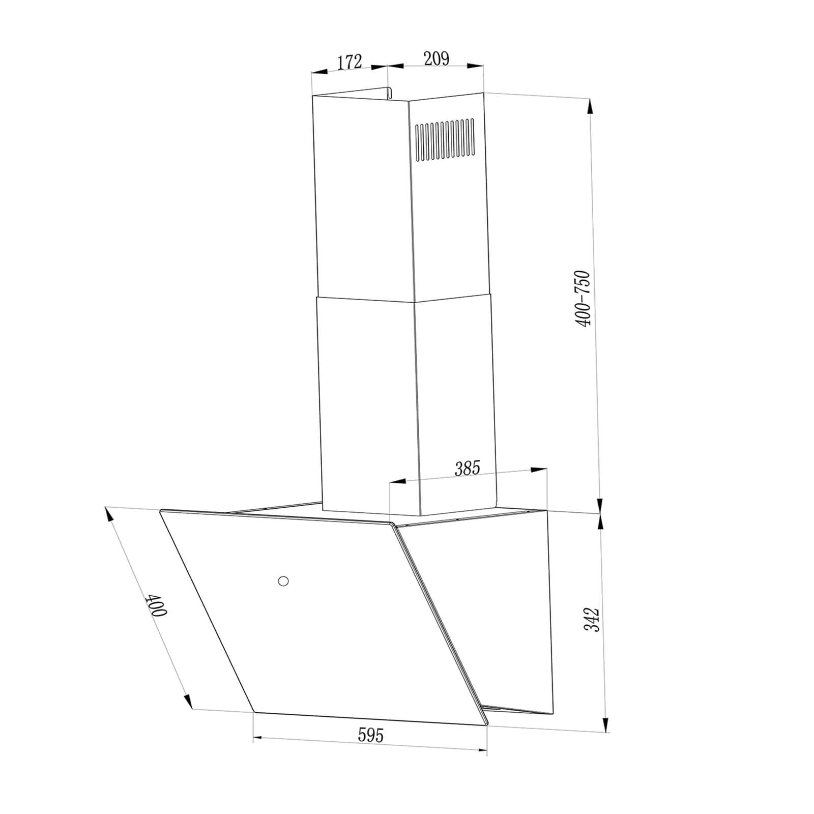 Topstrong 1360 cooker hood dimensions