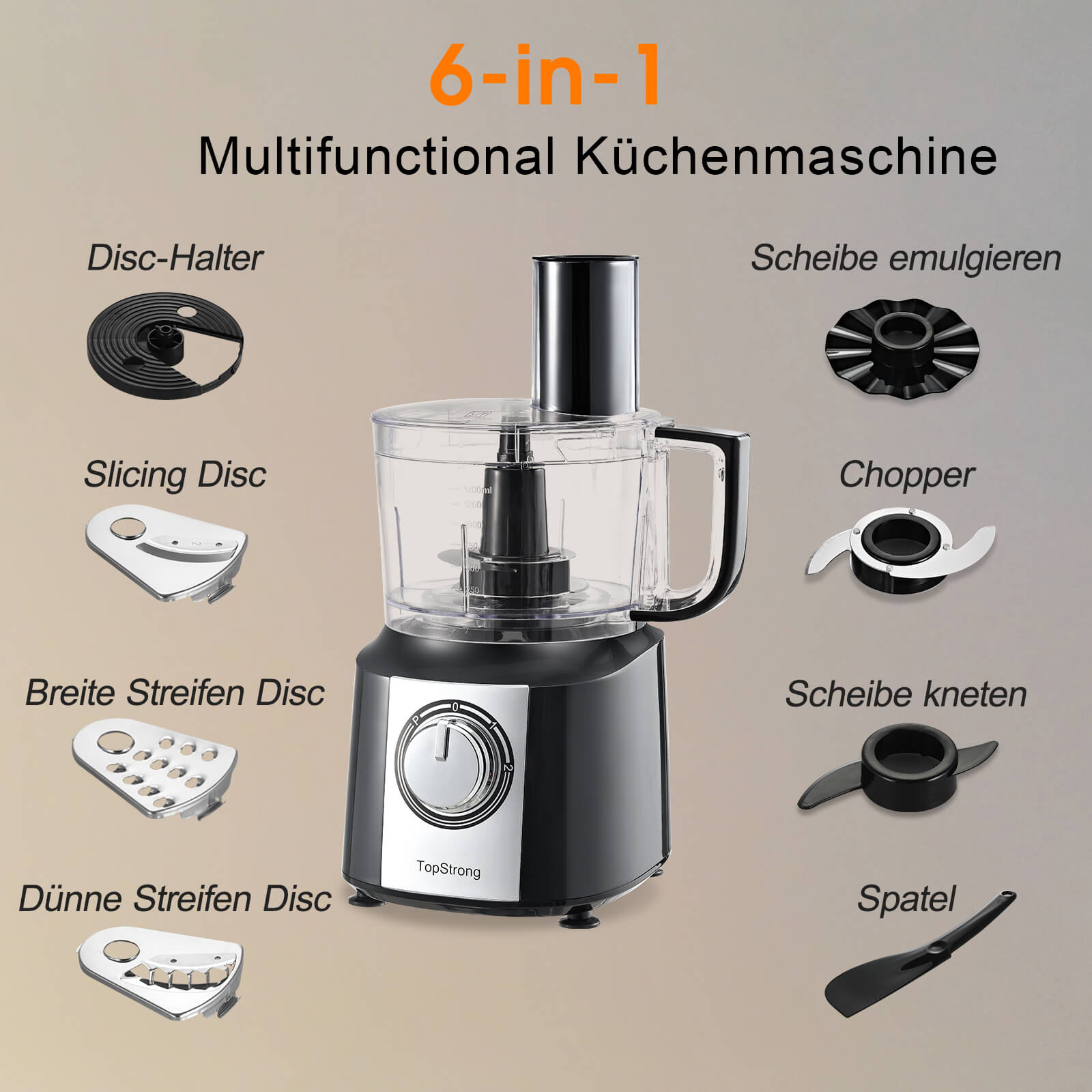 topstrong 6 in 1 multifunctional food processor