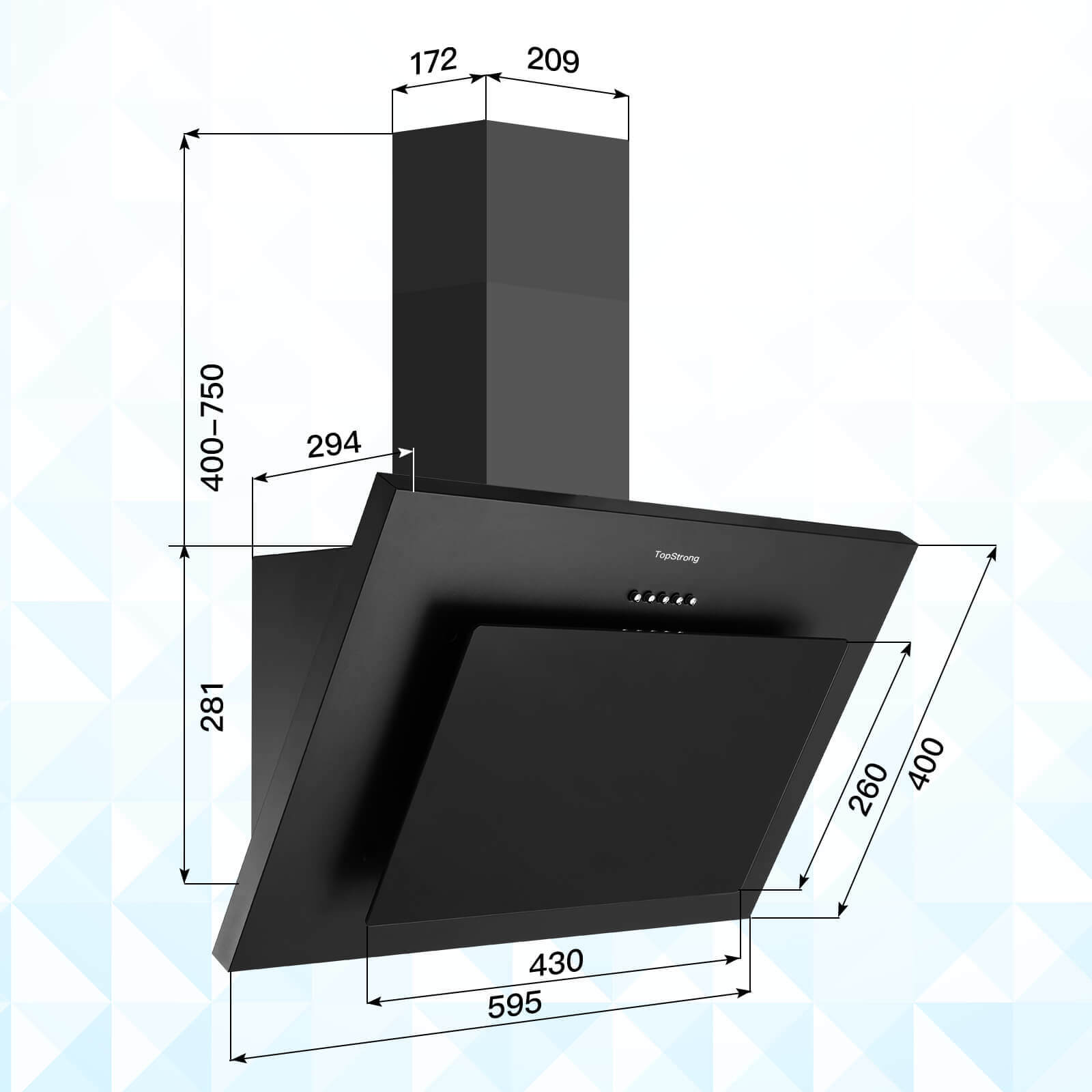 TopStrong 4760 range hood dimensions