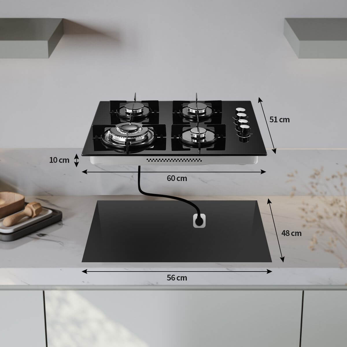 Topstrong 60cm gas hob built-in installation dimensions