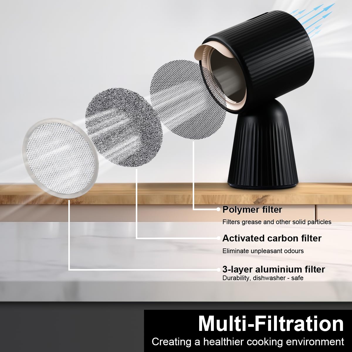 YYUKMH-TBX8 180m³/h Portable Extractor Fan Kitchen with Carbon Filter Energy Class A+