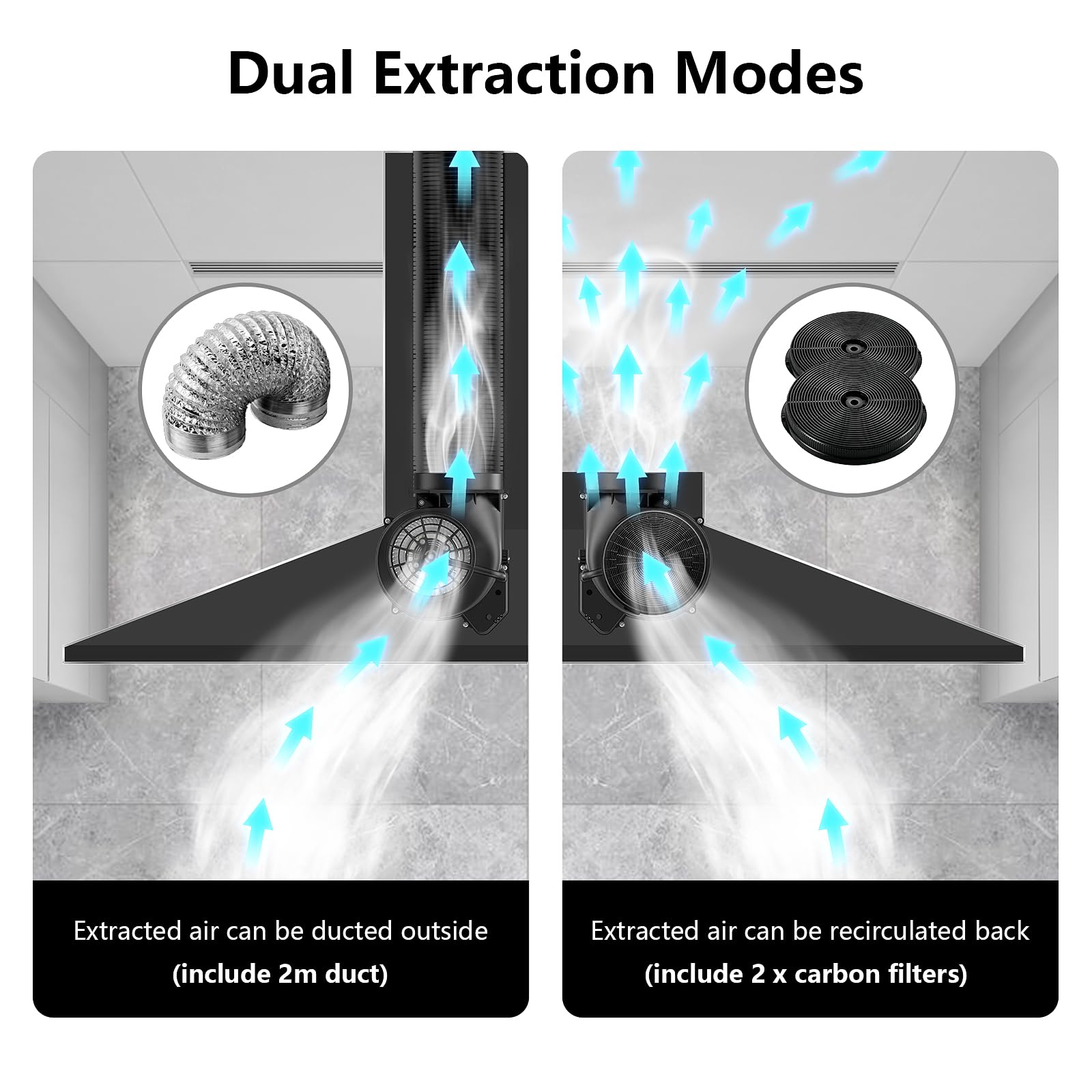 YYUKTH-0660 350m³/h Wall Mounted Extractor Hood Stainless Steel Energy Class A++