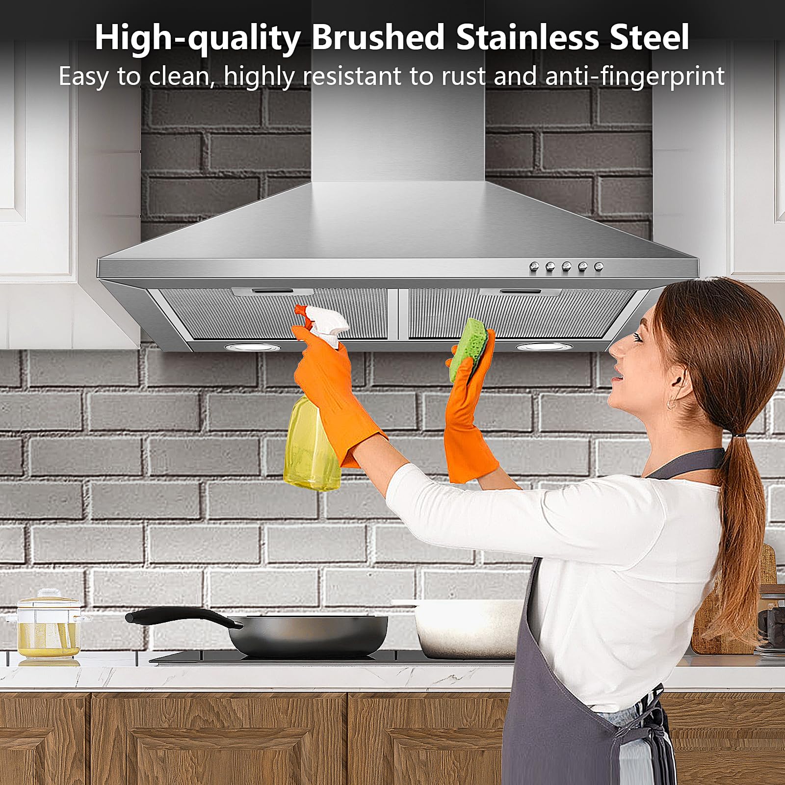 YYUKTH-0660 350m³/h Wall Mounted Extractor Hood Stainless Steel Energy Class A++